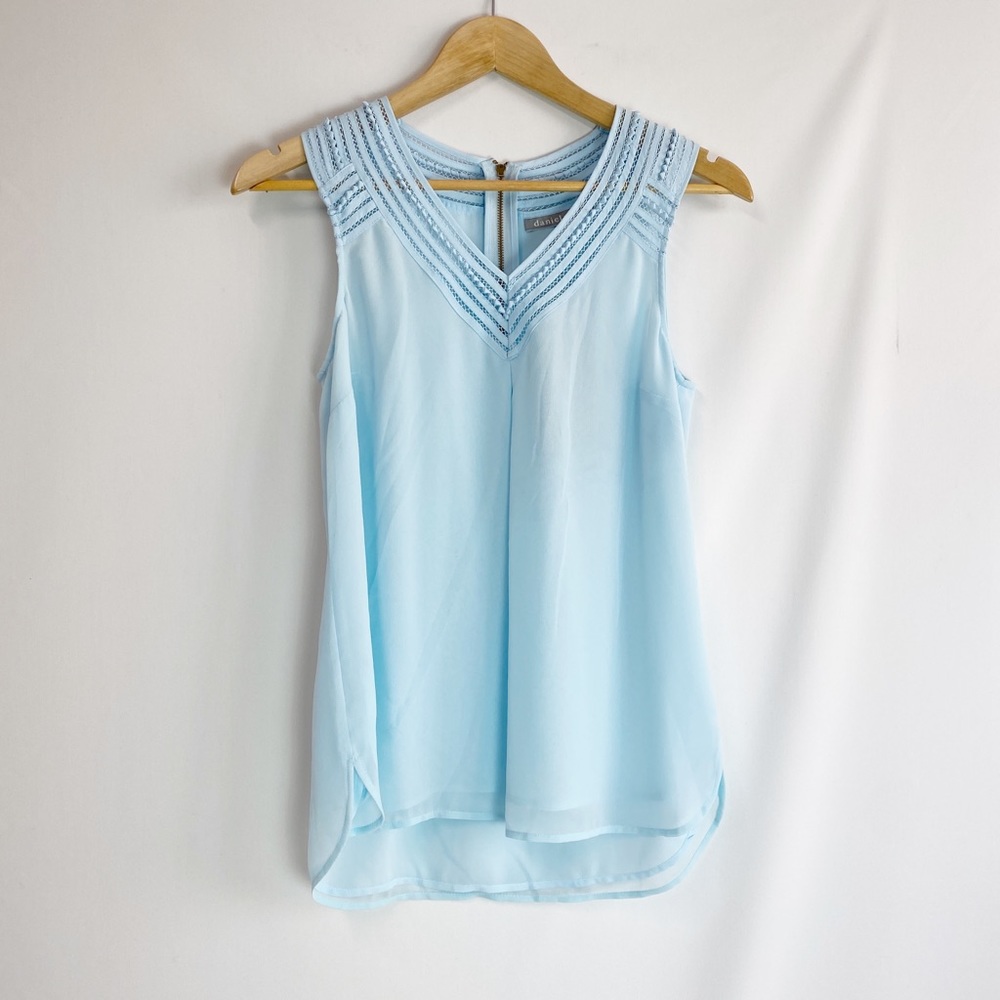 Daniel Rainn sky blue lattice detail blouse
